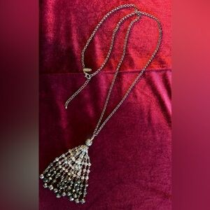 36” dark silver (hematite color) & black bead necklace